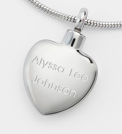 Engraved Memorial Heart Urn Necklace