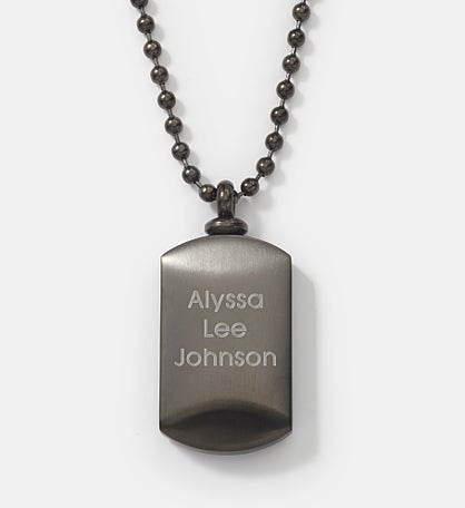 Engraved Memorial Dog Tag Urn Necklace
