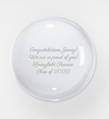 Engraved Graduation Message Crystal Paperweight