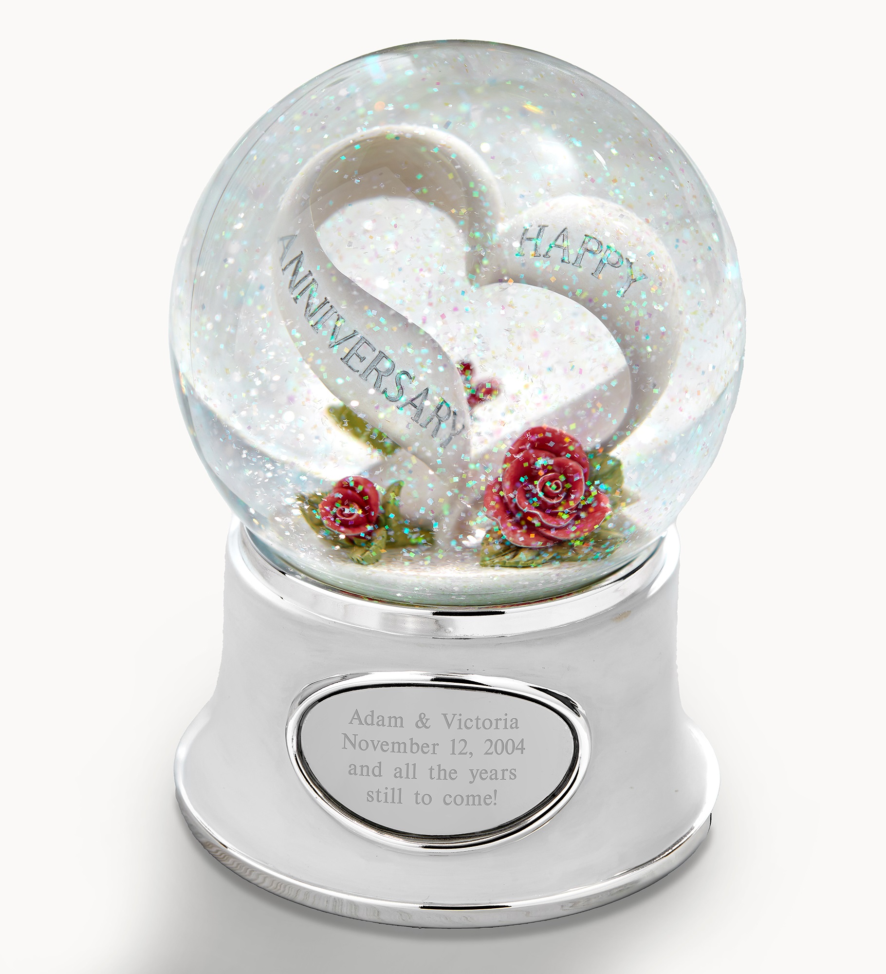  Engraved Anniversary Heart Snow Globe