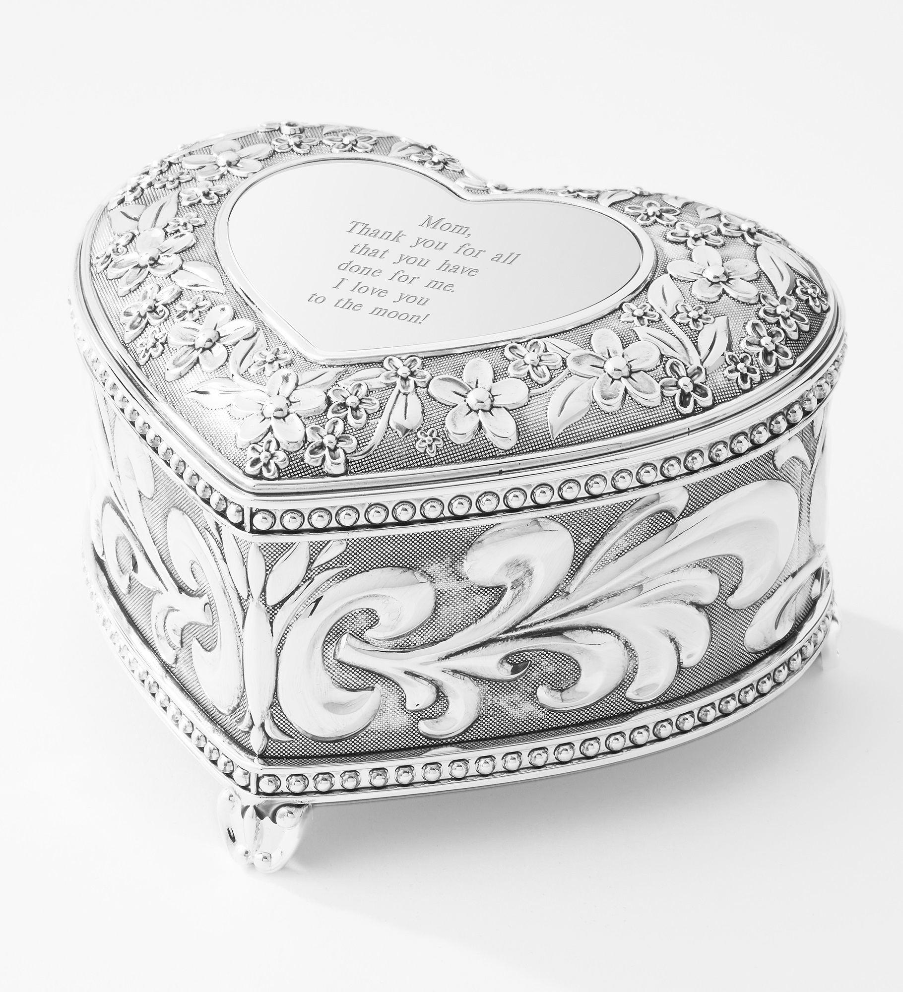  Engraved Floral Heart Music Box for Mom 