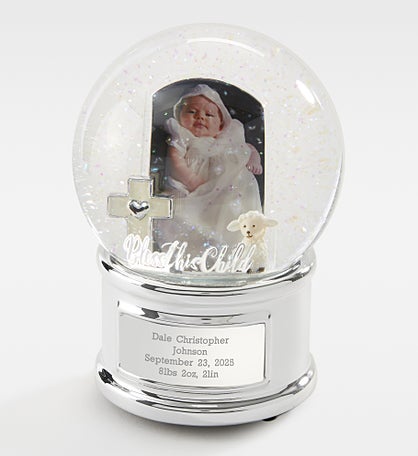 Engraved Bless This Child Snow Globe
