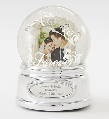 Engraved Wedding Photo Snow Globe