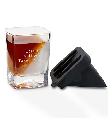 Etched Corkcicle Whiskey Ice Wedge Glass