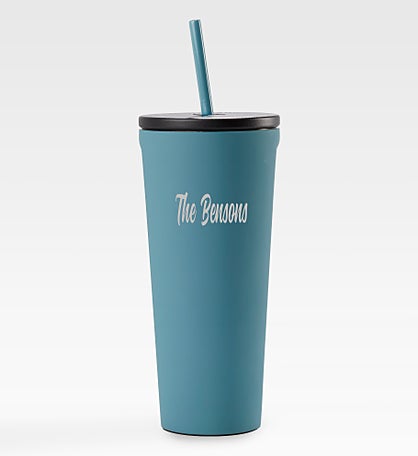 Engraved Corkcicle 24oz Cold Cup with Straw in Storm Teal