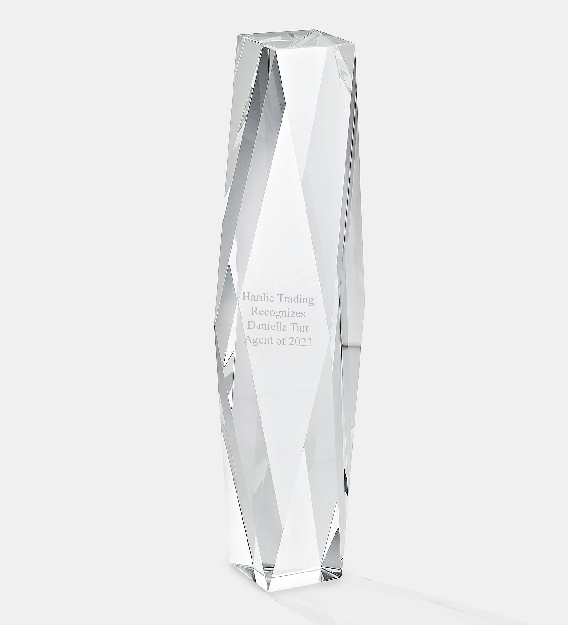 Engraved Faceted Crystal Pillar Award
