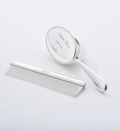 Engraved Baby Beaded Comb and Brush Set