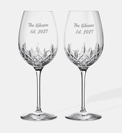 Engraved Waterford Lismore Essence Red Wine Glass Pair
