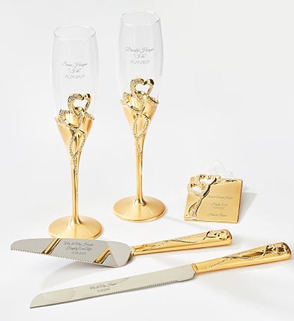 Engraved Gold Intertwined Heart Gift Set