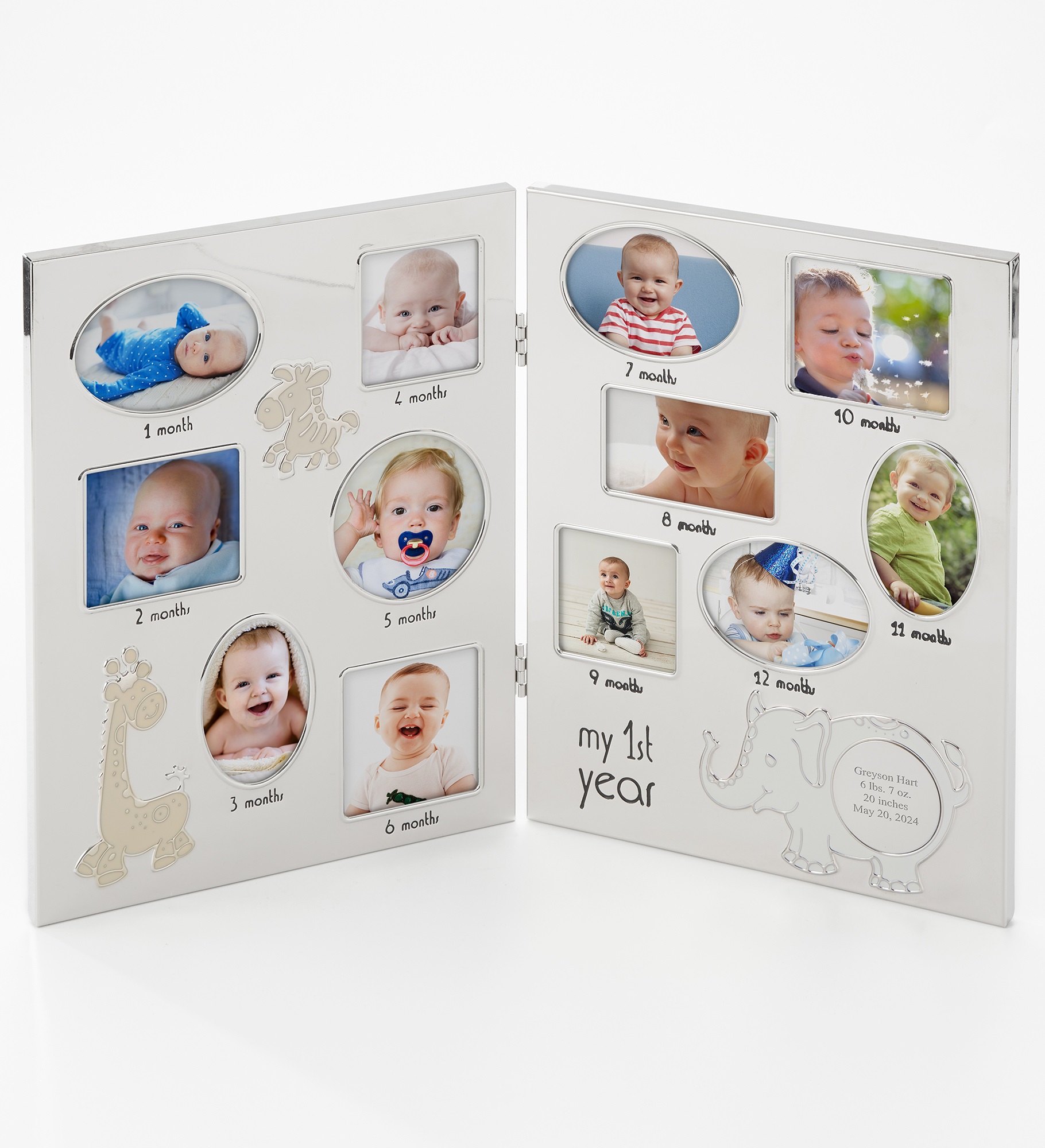 Engraved Baby's First Year Hinged Picture Frame