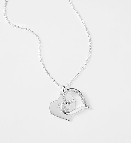 Engraved Swirl Heart Swing Necklace