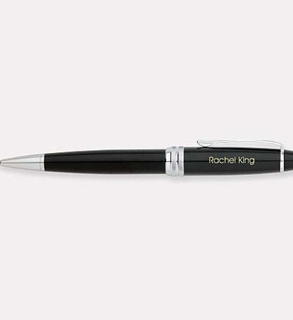 Engraved Cross Bailey Black Lacquer & Chrome Ballpoint Pen