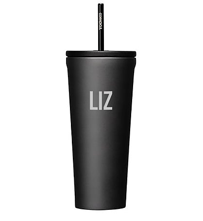 Engraved Corkcicle Monogram 24oz Cold Cup with Straw in Ceramic Slate