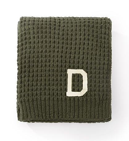 Saranoni Waffle Knit Throw - Thyme (Dark Green/Brown)