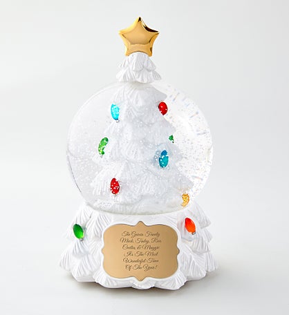 Engraved Light Up Christmas Tree Snow Globe