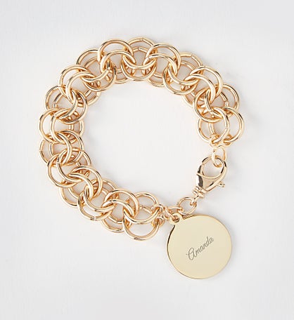 Engraved Gold Chunky Link Bracelet
