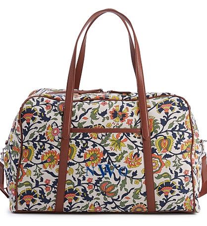 Embroidered Vera Bradley Miramar Weekender in Marrakesh Vines and Leather
