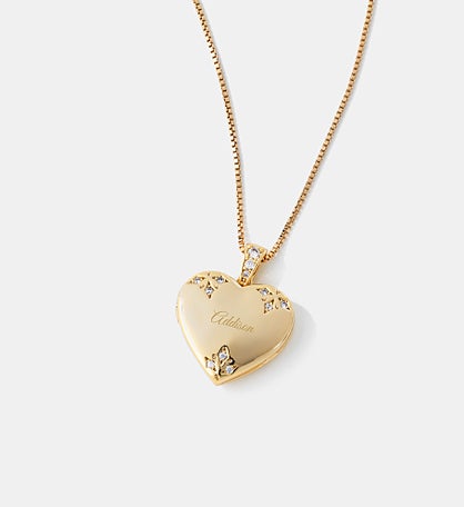 Engraved Gold Plated Pave Heart Locket by Jessie James Decker