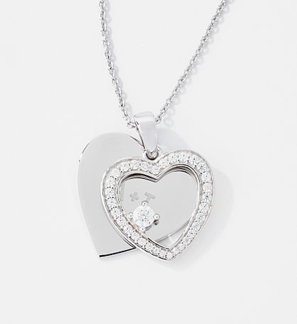 Engraved Sterling Silver Pave Heart Swing Necklace by Jessie James Decker