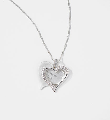 Engraved Silver Brushed Heart Swing Necklace by Jessie James Decker