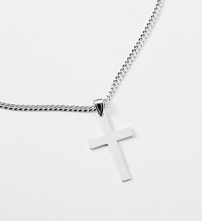 Kittenish Engraved Sterling Silver Cross Necklace