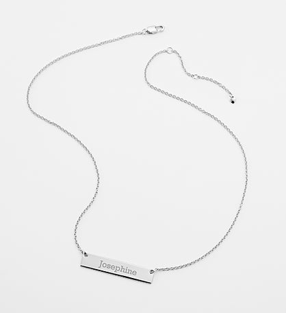 Kittenish Engraved Silver Bar Necklace