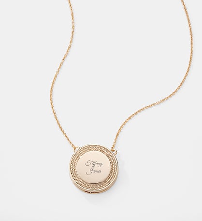 Kittenish Engraved Gold Plated Round Sliding Locket