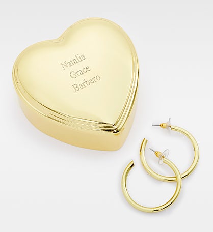 Engraved Heart Box and Large Hoop Set by Jessie James Decker
