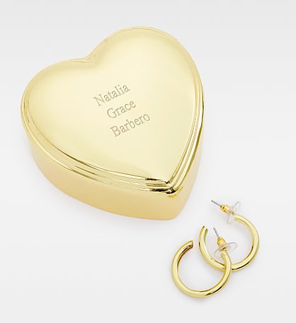 Engraved Heart Box and Small Hoop Set by Jessie James Decker