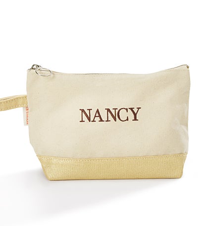 Embroidered Gold Metallic Cosmetic Bag by Jessie James Decker