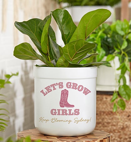 Kittenish Personalized Let's Grow Girls Flower Pot