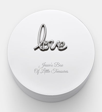 Engraved Silver "Love" Round Keepsake Box by Jessie James Decker