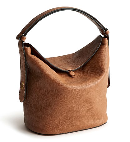 Debossed Vera Bradley Astoria Leather Shoulder Bag in Roasted Pecan