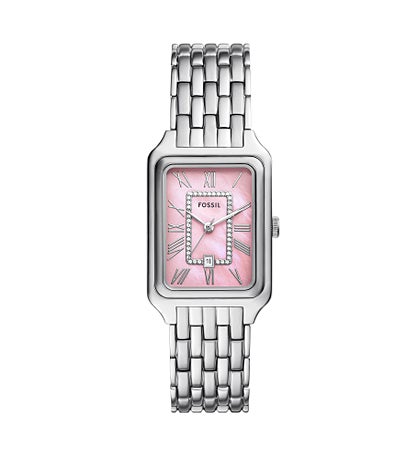 Engraved Fossil Raquel Silver and Pink Watch - 26MM