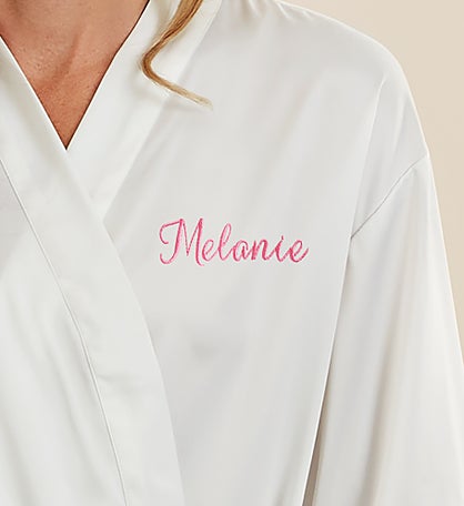 Kittenish Embroidered Satin Robe