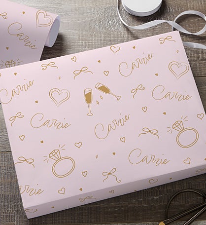 Kittenish Bridal Personalized Wrapping Paper with Name