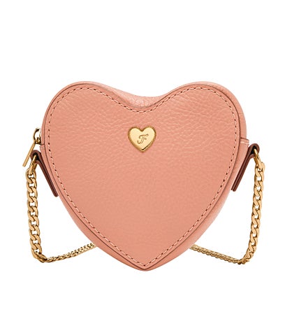 Fossil Heart Zip Wallet in Ethereal Pink