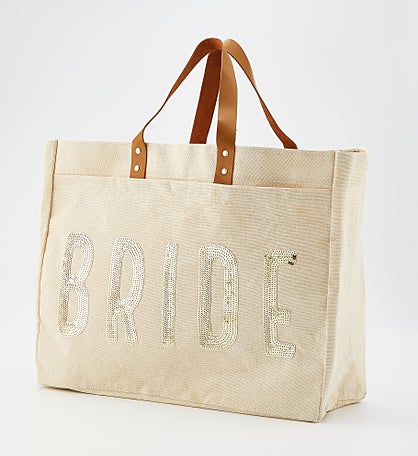 Kittenish Bride Canvas & Gold Sequins Tote Bag