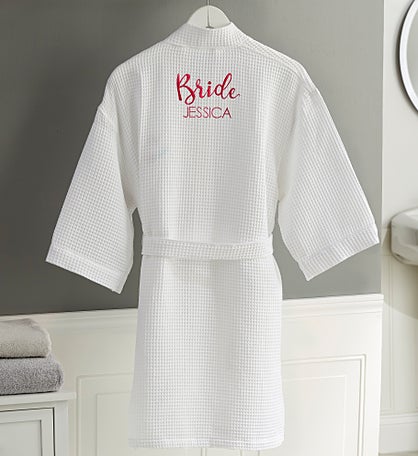 Embroidered Bridal Party Waffle Weave Robe by Jessie James Decker