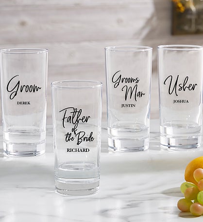 Kittenish Wedding Party Personalized Drinking Glasses