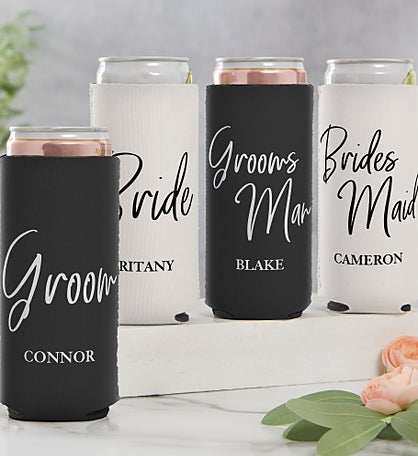 Kittenish Wedding Party Personalized Slim Can Cooler