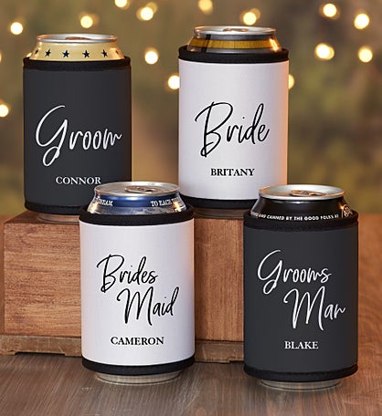 Kittenish Wedding Party Personalized Can & Bottle Wrap