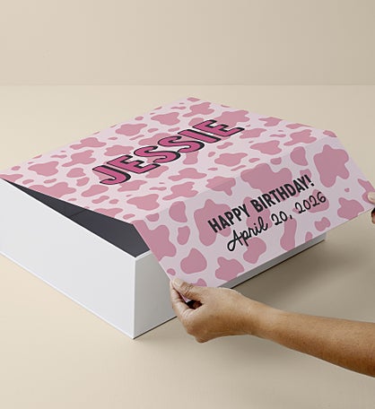 Kittenish Cowgirl Chic Personalized Keepsake Box in Dark Pink