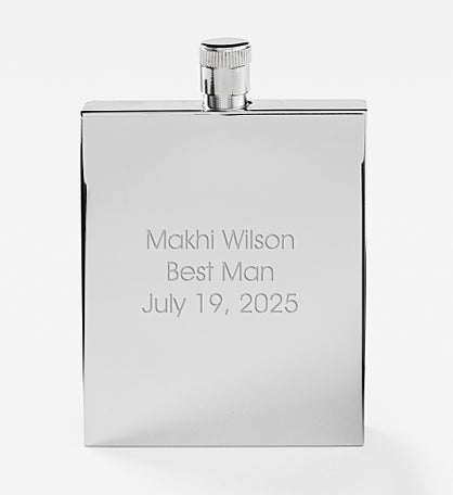 Kittenish Engraved Thin Rectangle Flask