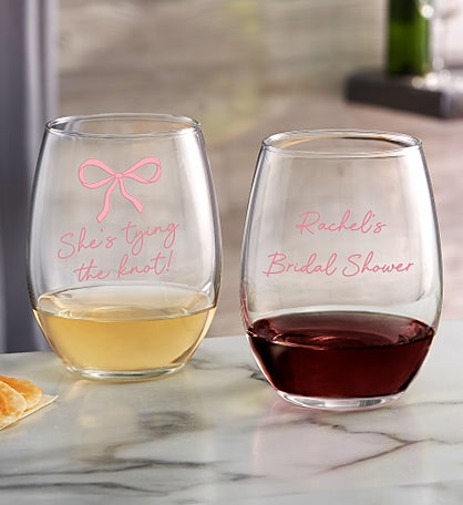 Kittenish Tie The Knot Personalized Wine Glass Collection