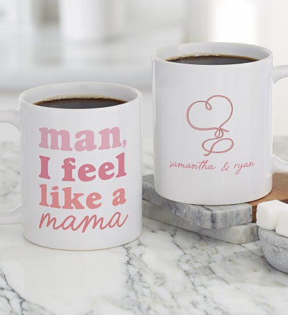 Kittenish Personalized Man, I Feel Like A Mama Coffee Mugs