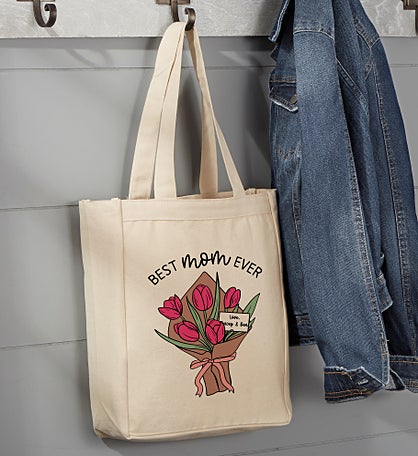 Kittenish Personalized Bouquet for Mom Canvas Tote Bags