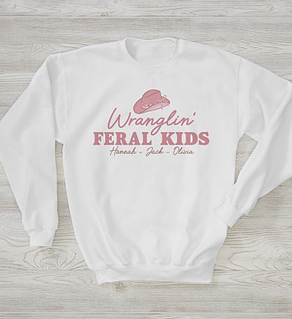 Kittenish Wranglin' Feral Kids Personalized Crewneck Sweatshirt for Mom