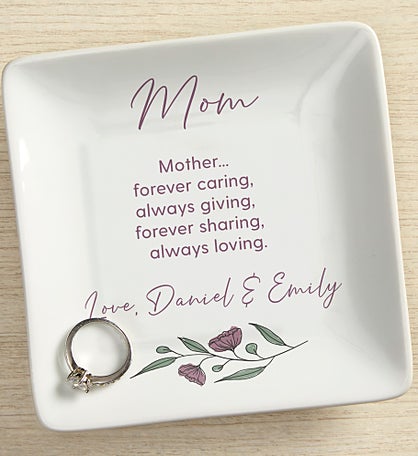 Kittenish Personalized Floral Message Ring Dish