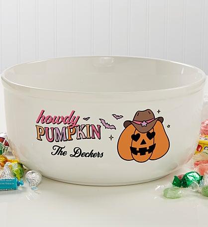 Kittenish Personalized Pinkoween Candy Bowl